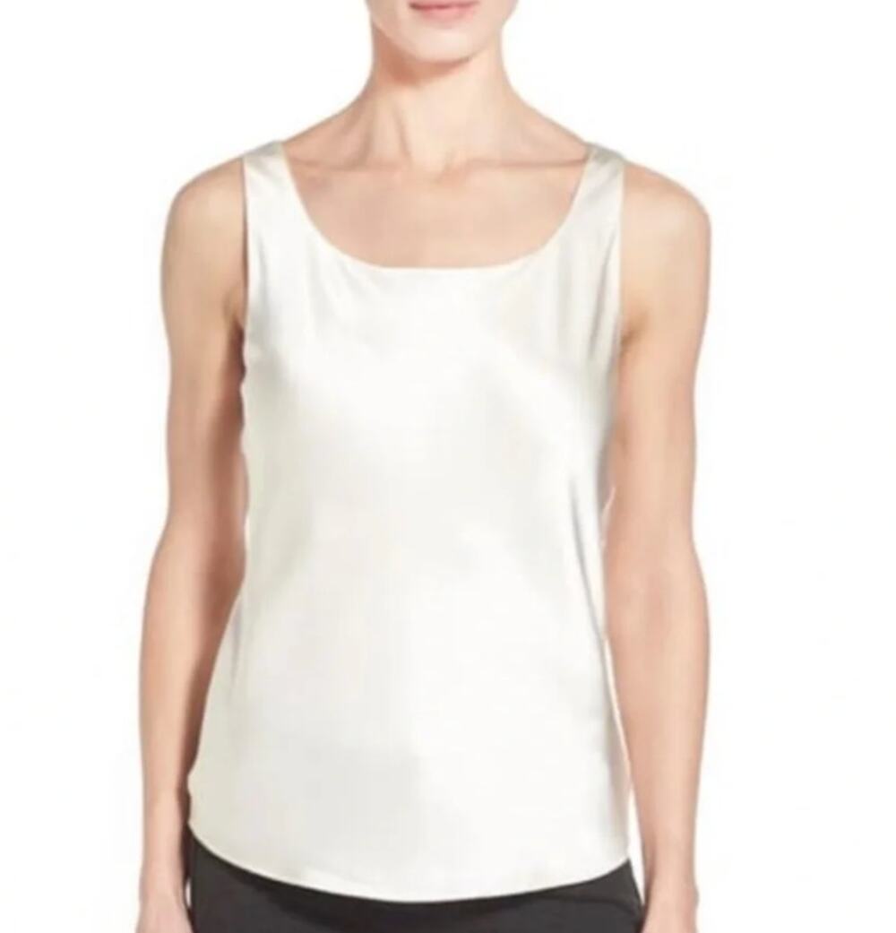 Lafayette 148 New York Cream SILK Scoop Neck Tank Top Blouse 10
